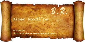 Bider Roxána névjegykártya